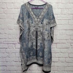 LSI One Size Tunic Top Poncho Coverup‎ Made in India Boho Beach Festival Lightwt
